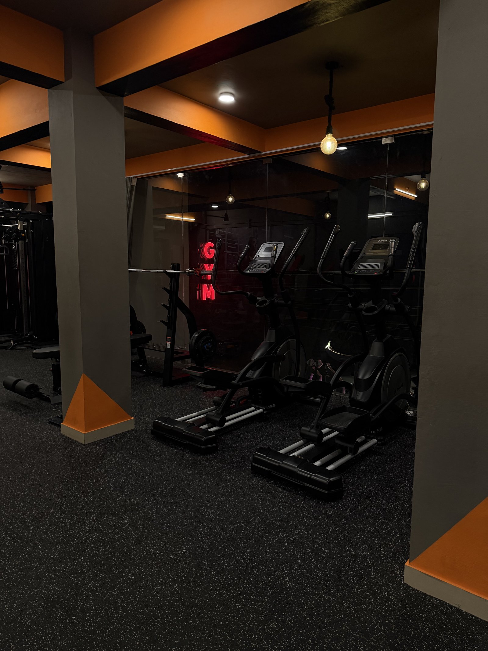 Open air-conditioned gym floor at Punch Fitness, Koratty