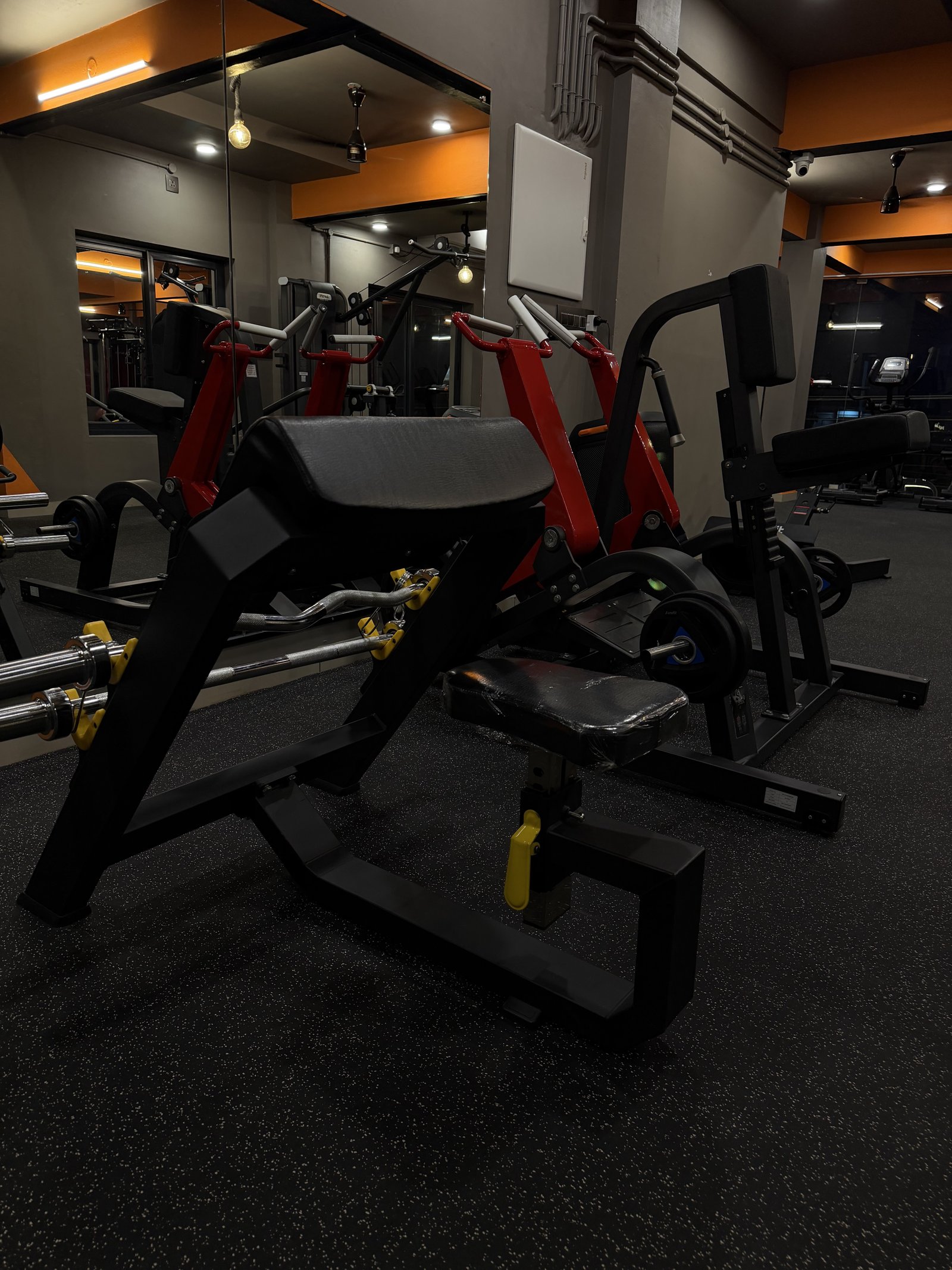 Preacher curl station at Punch Fitness gym, Koratty